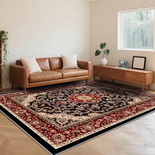 RUGMRZ Alfombra Comedor Pelo Corto 160X230cm,Lavables En Lavadora Estilo Nacional Geométrico Roja para Habitacion Matrimonio,Pasillo,Debajo del Escritorio