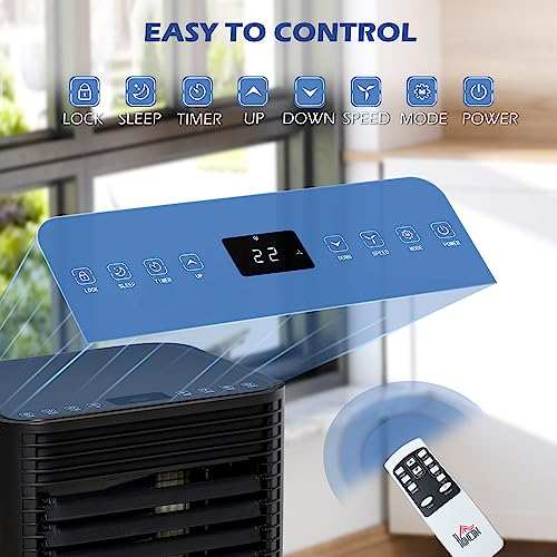 Homcom 8000 Btu Mobile Portable Air Conditioner For Home Office Cooling, Dehumidifier, Ventilating, Portable Ac Unit With Remote, Led Display, 24H Timer, Auto Shut-Down, Black #TOP5