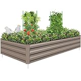 Raised Garden Bed, Galvanized Raised Garden Beds Outdoor for Vegetables Flowers Herbs, Steel Planter