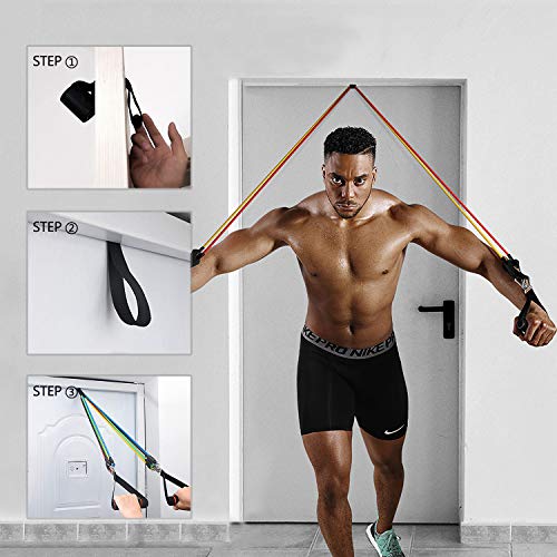 Mokani Resistance Bands Set (11pcs), Exercise Bands with Door Anchor & Handles, Home Gym Equipment Men Women Legs Ankle for Resistance Training,Home Workouts,Fitness