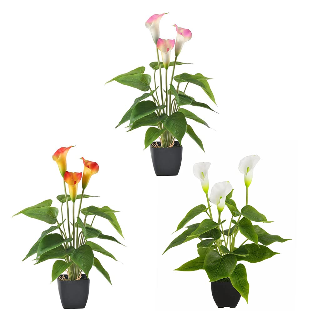 Künstliche Calla-Lilien-Realistische Latex Blumen Brautstrauß künstliche Blumen Real Touch Blumen Künstliche Topfpflanze Gefälschte Calla-Lilie für Outdoor Indoor Garten Innenhof Heim Innendekoration
