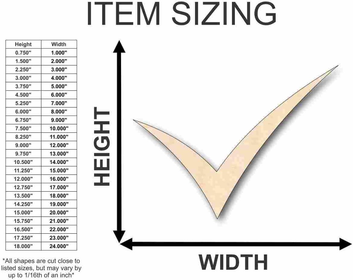 Unfinished Wood Check Mark Symbol Craft up to 46" DIY 16" / 3/4"