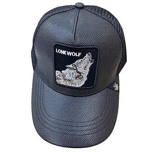 Goori Brother Animal Baseball Cap Summer Trucker Cap mesh Snapback Hip hop Hats for Men Embroidery Baseball Cap(Black Lone Wolf)