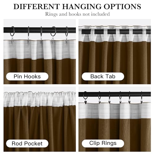 Image of RYB HOME Velvet Curtains 102 inches Long, Extra Long High Ceiling Curtains | Room Darkening, Thermal Insulated, Luxurious Soft, Home Decor Curtains for Living Room Bedroom, W52 x L102, Bronze, 2 Panels