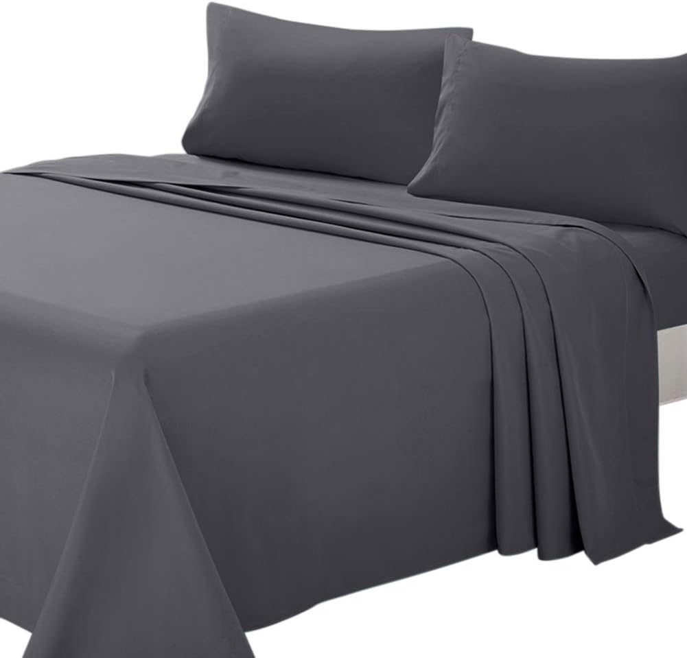 Comfort Bed Hotel Luxury 600 Series Organic Cotton 5PC Sheet Set (Flat Sheet, Fitted Sheet with 18 inches deep Pocket, Duvet Cover, 2 Pillowcases) Reliable, Super Soft, Dark Gray, King