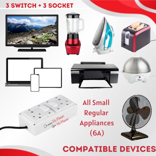 Image of Hi-Plasst 2+2 Pin Extension Board with 2 Switches & 2 Sockets, 6A, 4-Yard Long Cord - Wall-Mountable Power Hub for Home, Office, Diwali Lights, Christmas Decor & Kitchen Appliances