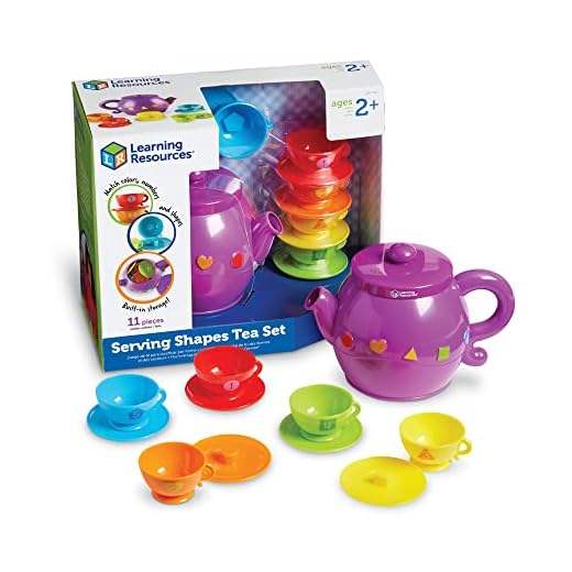 Learning Resources Serving Shapes Tea Set, Color Recognition and Counting Toy, 11 Pieces, Ages 2+