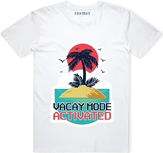 Vacay Mode Activated Printed Half Sleeves Pure Cotton Unisex Tshirt for Boys and Girls V12 Price In India