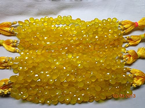 Cœur briolette en calcédoine jaune LKBEADS pour fabriquer un bijou personnalisé