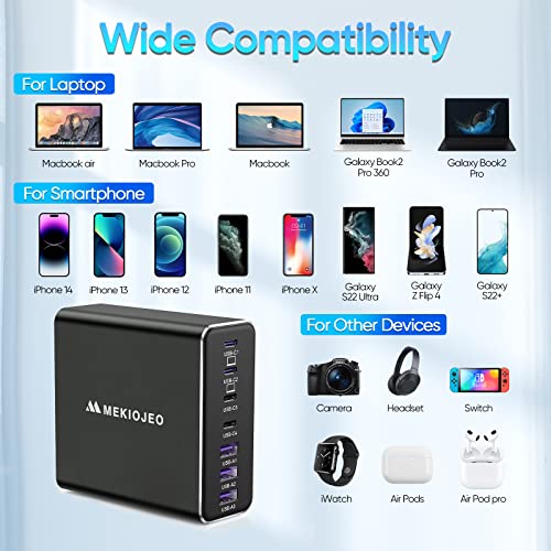 Aluminum Alloy Usb C Charger 186W 7 Port Fast Charging Station,65W Usb C Laptop Gan Charger Compatible With Macbook Pro/Air (Black) #TOP3