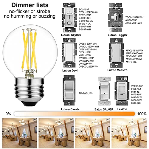 Image of LiteHistory G16.5 E26 Light Bulb,4w=Light Bulbs 40 watt,Neutral White 4000K