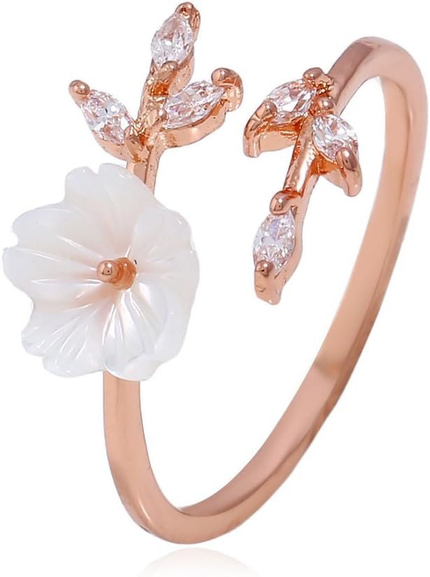 Flower Ring Engagement Ring for Women's Rings for Lovers YR909 (1 Size, Rose-gold)