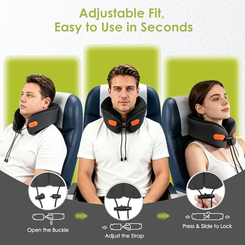 Image of Premium Travel Pillow for Airplanes, Ergonomic Neck Pillow for Long Flights | 100% Pure Memory Foam Travel Neck Pillow with 360 Neck & Chin Support, U-Shaped Airplane Pillow, Petal-Shaped Support