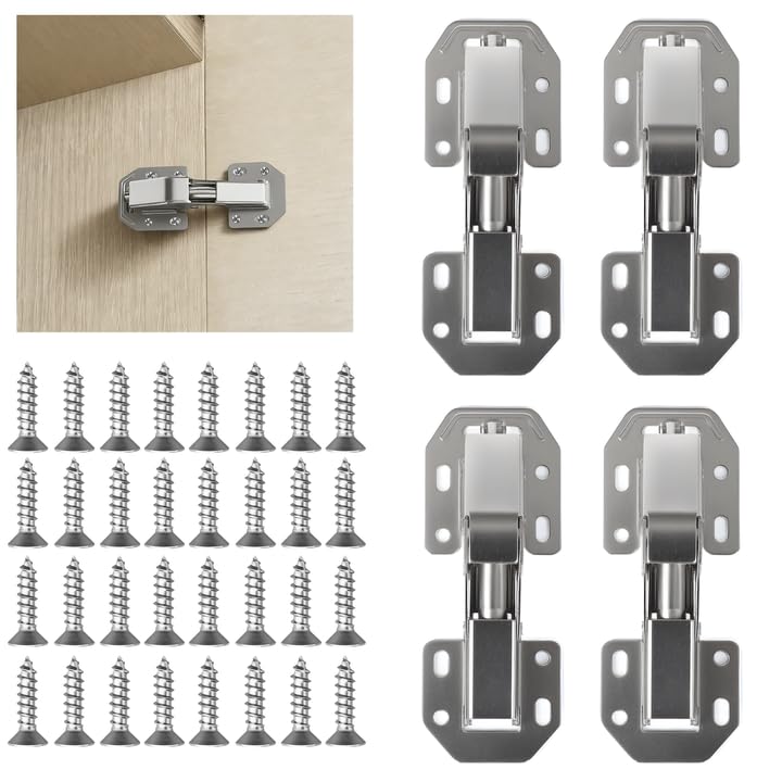 4 Pack Cabinet Hinges,Wardrobe Hinges with Screws,Cupboard Door Hinges