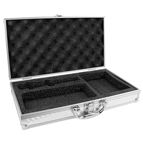 Aluminum Case with Lock Portable Metal Hard Suitcase Professional Clipper Case Aluminum Briefcase with Ripple Foam,Sliver (13.7x7.5x2.5Inch), Sliver, fashion