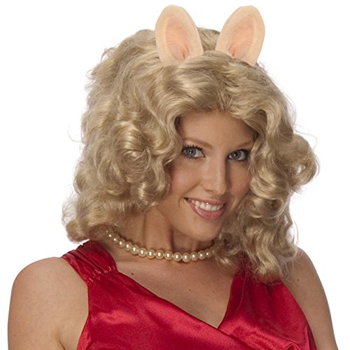 The Muppets Miss Piggy Curly Blonde Wig w/Ears & Pig Nose Costume Accessory Kit