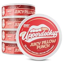 Upperdeckys Caffeine Energy Pouches - 200mg Caffeine Supplement for Energy and Focus - Juicy Pillow Nicotine Free Gym Supplements for Men & Women - No Jitters, No Crash & Dip Alternative - 5 Pack