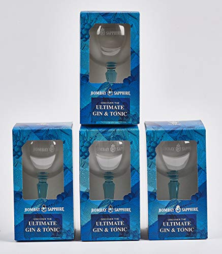 Bombay - Juego de 4 copas de cristal (650 ml), color azul