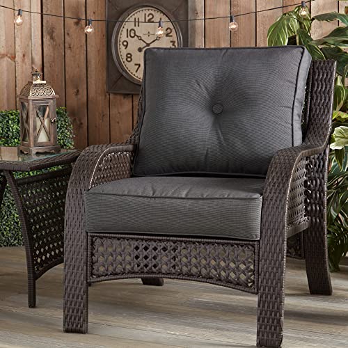 Greendale Home Fashions Outdoor 2-Piece Sunbrella Fabric Deep Seat Cushion Set, Charcoal #TOP1