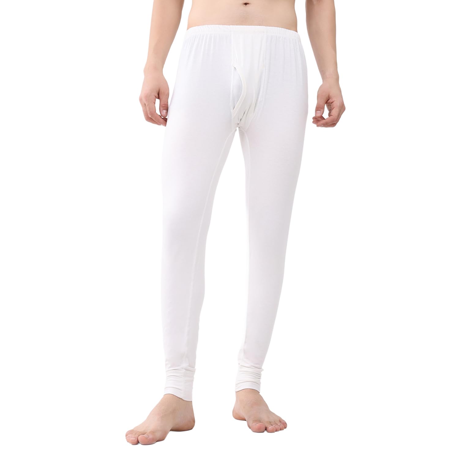 Men Regular Fit Solid Pattern Elasticated Mid Rised Thermal Lower_-image-4