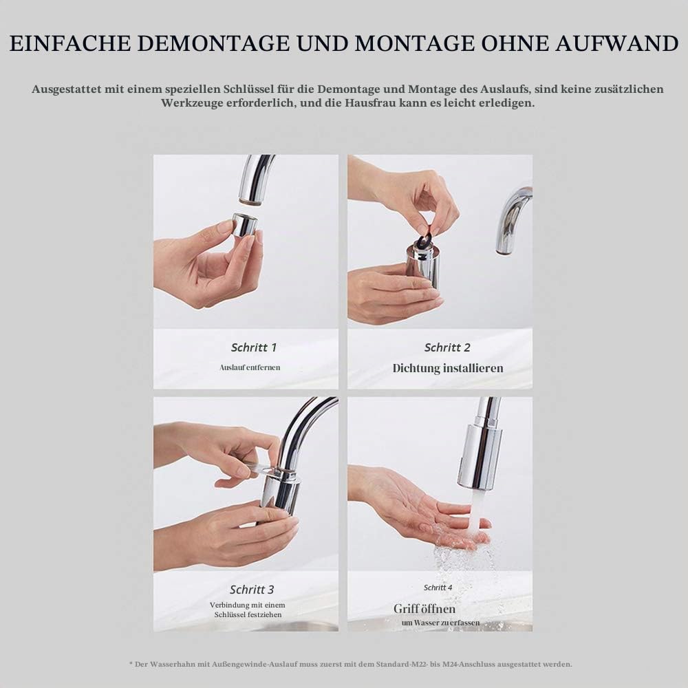 MOSINITTY Wasserhahn Mit USB-Ladegerät - Wassersparender Berührungsloser Automatischer Infrarot-Sensor-Adapter für Küche, Badezimmer, Restaurant, Schulen