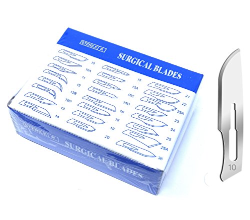 100 sterile carbon steel blades #10 with free scalpel handle #3