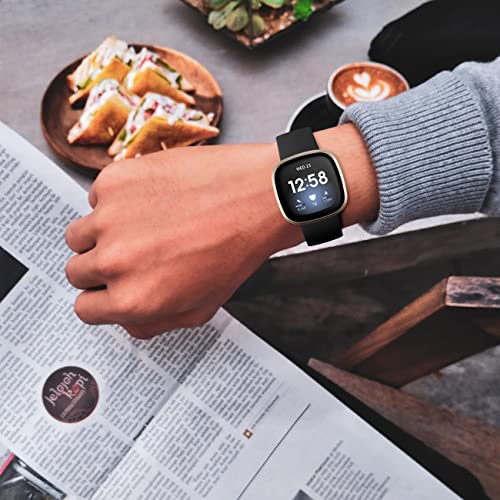 Oielai Kompatibel für Fitbit Versa 4/Fitbit Versa 3/Fitbit Sense 2/Fitbit Sense Armband, Silikon Sport Klassisch Sanft Ersatzarmband Kompatibel mit Versa 3/Versa 4/Sense/Sense 2, Klein Schwarz