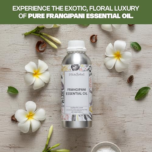 Image of VedaOils Frangipani Essential Oil 100ml | 100% Pure & Natural Frangipani Oil for Hair & Skin Care, Massage, Aromatherapy, Diffuser, Soap & Candle Making
