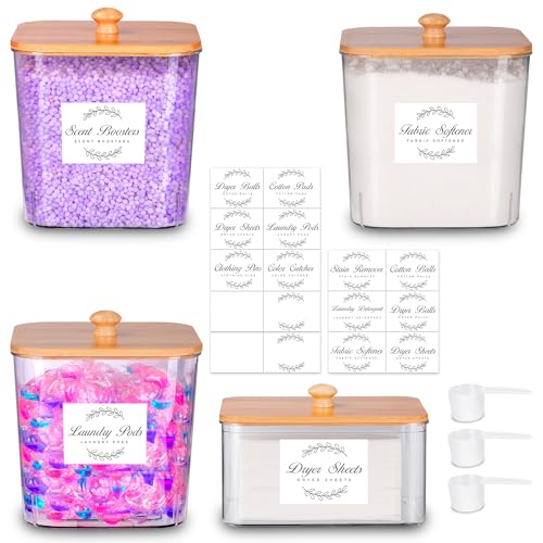 efluky 4 Pack Laundry Pods Container & Dryer Sheet Holder