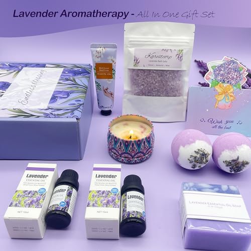 Bath Set Pamper Gifts For Women, Mothers Day Gifts For Mum, Lavender Skincare Get Well Soon Gifts Ideas For Her Friend Sister, Relax SPA Ladies Self Care Hampers, Anniversary Birthday Present - Image 6
