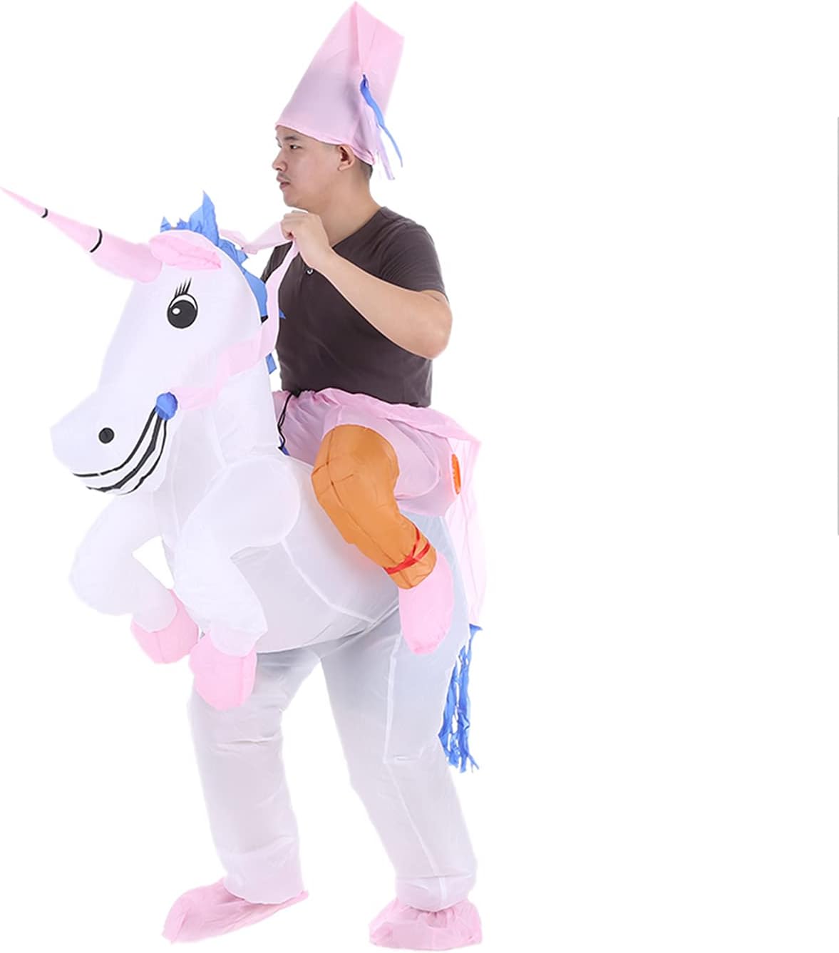 MorelianAnself Cute Adult Inflatable Costume Suit Blow Up Fancy Dress Party Halloween Inflatable Pegasus Outfit Jumpsuit for Men Women