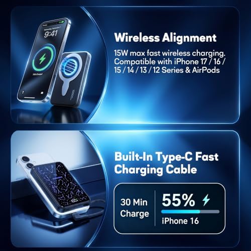 GUGOBOX for MagSafe Power Bank 10000mAh Portable Charger, Built-in Lanyard — view 3