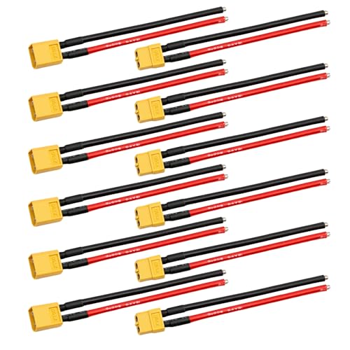 MILAKE XT60 �R�l�N�^ �v���O�P�[�u�� 6�� �v���O�ƃ\�P�b�g �s�O�e�[�����[�h�t�� XT60 �R�l�N�^�A�_�v�^�[ 100mm �E���g���t���L�V�u���V���R�����C���[�t�� RC LiPo �o�b�e���[�h���[���A�ԁA�{�[�g�ɓK���Ă��܂�(12��)