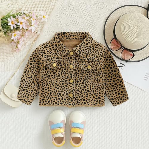 18Months-5Years Toddler Girls Denim Jacket with Leopard Priting Kids Jean Jacket Toddler Outerwear Coat2