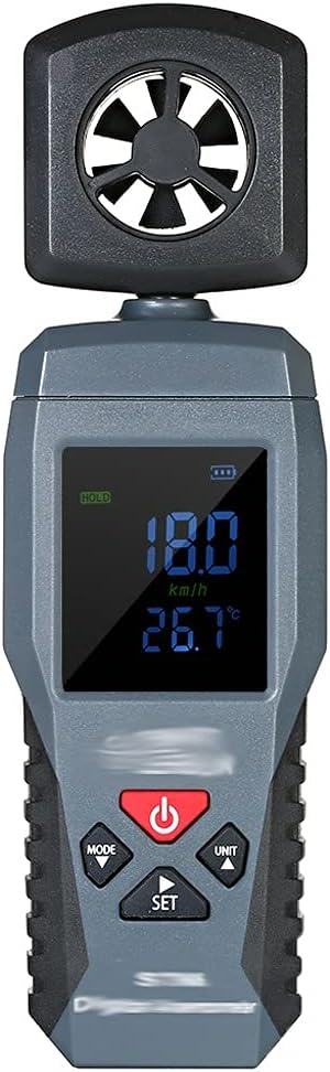 ZLXDP Digital LCD Anemometer Thermometer Portable Wind Speed Measuring Meter Air Velocity Gauge Wind Indicator : Patio, Lawn & Garden