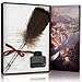 Feather Pens Writing Quill Pen with Ink set-Owl Feather Calligraphy Pen Set for Kids Beginners