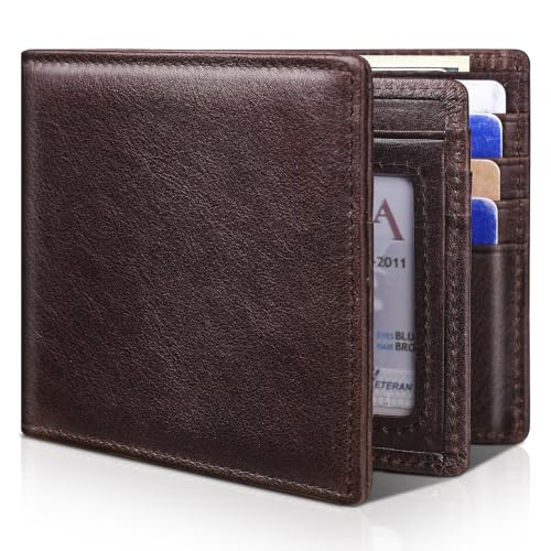 Image of Artpaxy Mens Wallet Bifold Genuine Leather RFID Blocking Wallet for Men with 1 ID Window 15 Card Holders 2 cash pockets 1 Gift Box