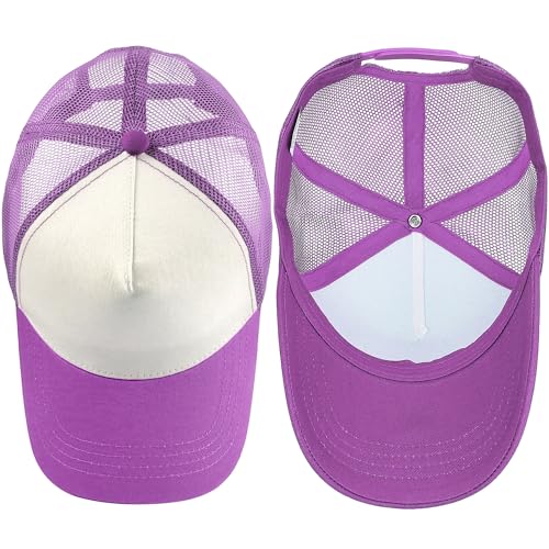 Image of Falari 5-Panel Mesh Baseball Cap, Trucker Hat, Structured Plain Design, Cotton, Adjustable Size