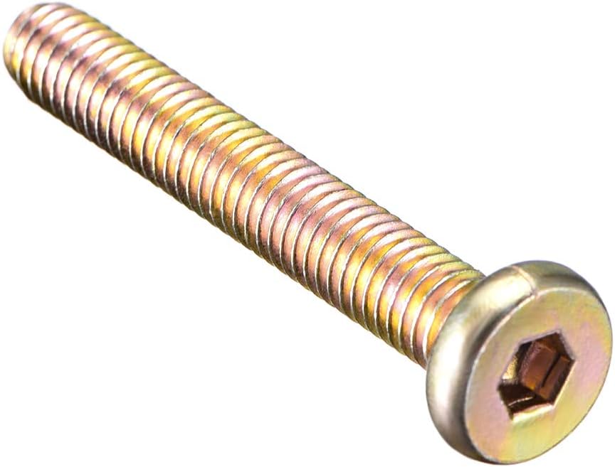 sourcing map M6x40mm Furniture Bolt Hex Socket Drive Round Head Screw Zinc Plated 20pcs