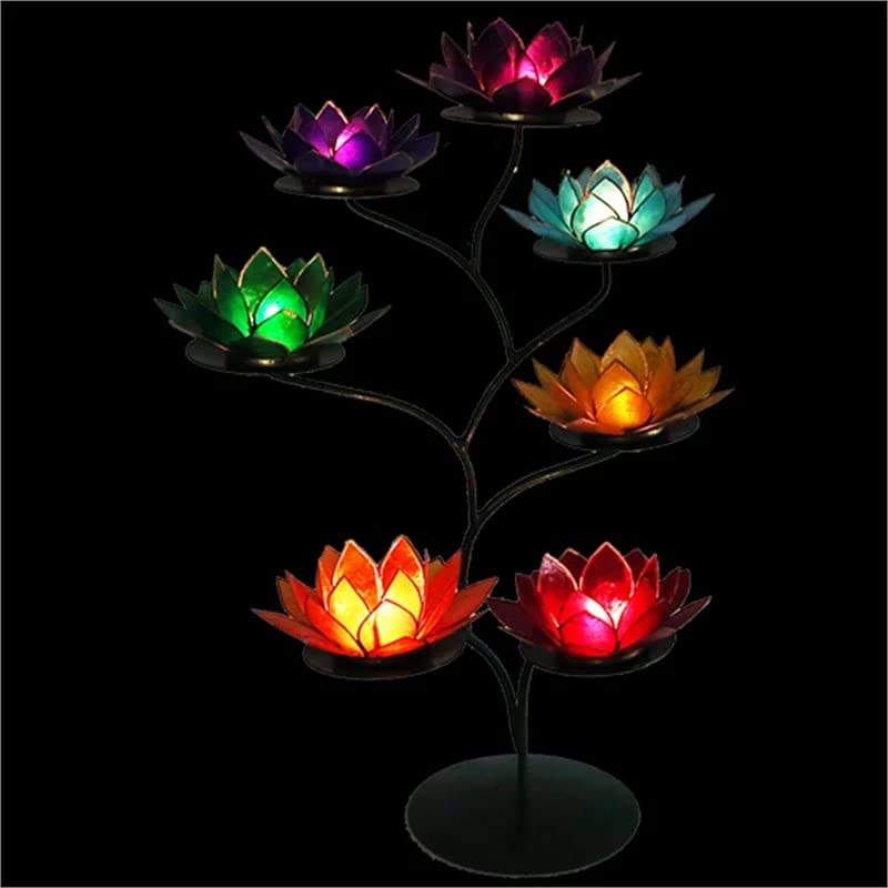 Display für 7 Chakra Lotus-Kerzenhalter grün - 49x32 cm