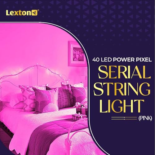 Image of Lexton 40 LED Power Pixel Serial String /Fairy Light | Plug Sourced | Suitable for Home & Outdoor Decoration, Diwali, Christmas, Ramadan, Wedding, Party, Festival (Pack of 2, Pink)