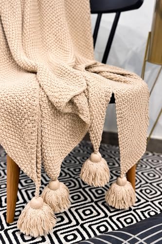 Image of Super Soft & Breathable Throw - Classy Throw Suitable for Home Couch Sofa Bed Decor /Skin Friendly /All Season Throws (Color-Beige)