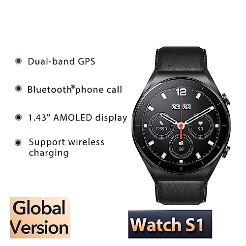 BEYSG Smartwatches Smartwatch S1 1,4 inch AMOLED-display 12 dagen batterijduur draadloos opladen Bluetooth antwoordoproep polshorloge (kleur: zwart en blauw) - Afbeelding 3