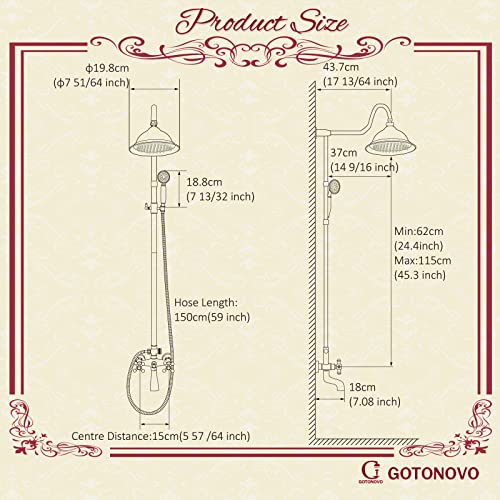 Exposed Shower System Set Polish Chrome 8 Rain Shower Faucet 2 Double Knobs Handle Triple Function Tub Spout Luxry Shower Fixture Combo Unit Set 12 Inch Extension Tube Included #TOP4