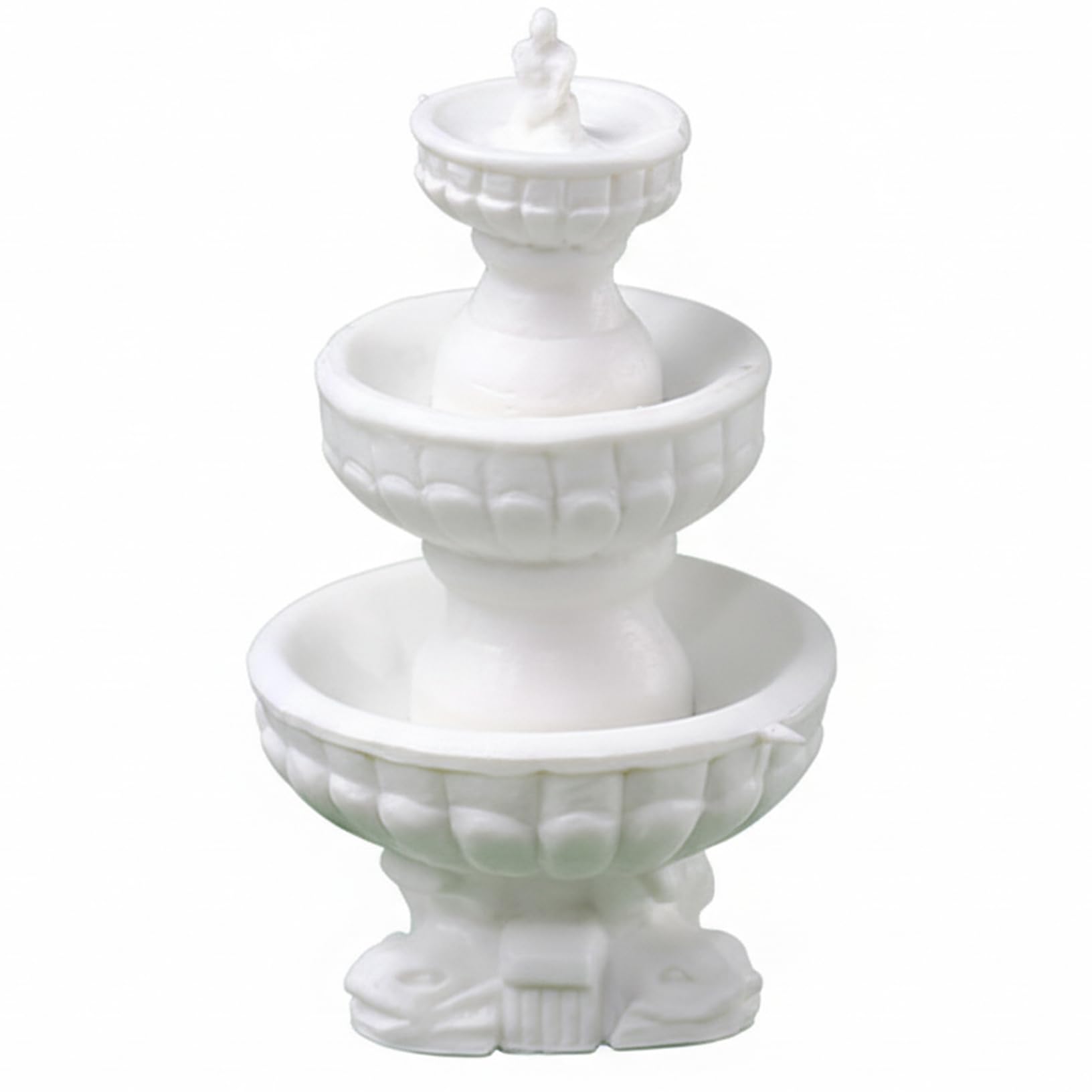 Bemonew Dollhouse Accessories Mini Water Fountain, Exquisite Mini Fountain White ABS Dollhouse Miniatures for Garden, Plaza & Scenes