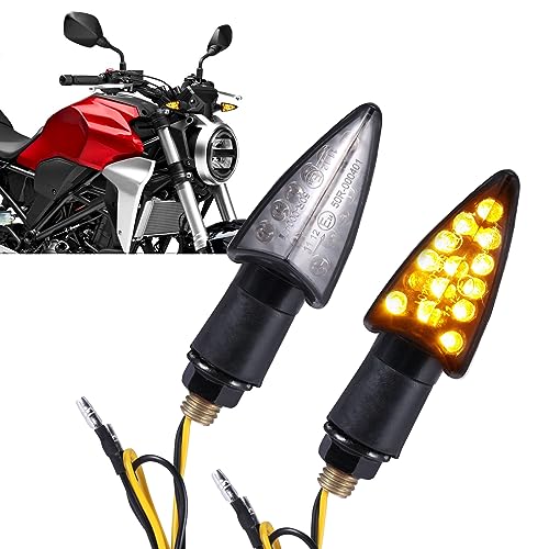 LOKLISUM Frecce Moto 16LED Indicatori di direzione Moto Omologate 12V Impermeabile Mini Frecce Luce di Direzione Universale per Moto Scooter Quad Cruiser Off Road, 2023 Aggiornata Forma Triangolare