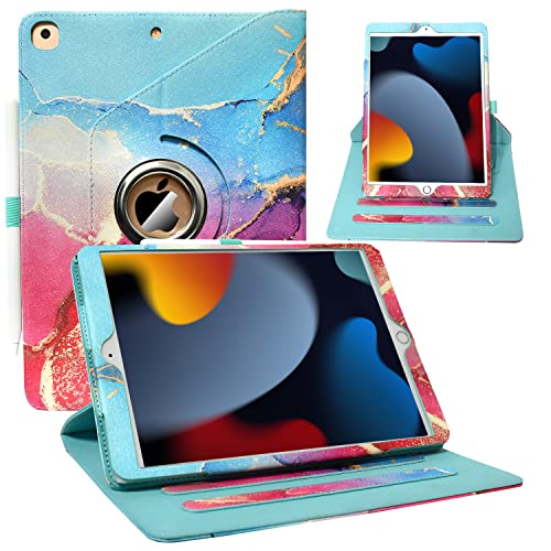ZoneFoker Case for iPad 9th/8th/7th Generation, iPad 10.2 inch Case 2021/2020/2019, 360 Degree Rotating Stand