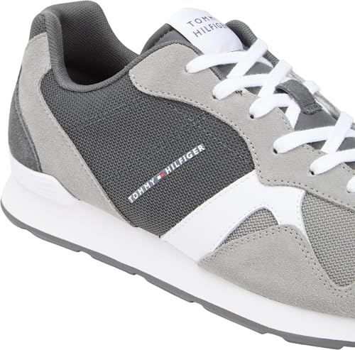 Tommy Hilfiger Herren Runner Sneaker Icon Mix aus Wildleder, Grau (Universal Grey), 45 – Ansicht 6