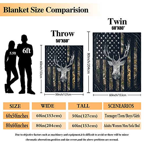 Dongdongqiang Hunting Blanket For Men Camo Buck Deer Throws Blanket Super Soft Cozy Warm Gift Blanket For Couch Chair Bed Sofa Office,50X60Inches #TOP2