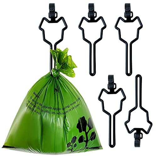 Image of 5 PCS Dog Poop Bag Holder,Dog Waste Bag Holder ,Poop Bag Holder for Leash,Attachment for Garbage Bag Dispenser, Hands Free Garbage Bag Holder,dog walking Accesories(Black)